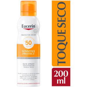 Protector Solar Corporal Spray Eucerin Transparente Sensitive Protect Seco FPS 50+ Frasco 200 ML