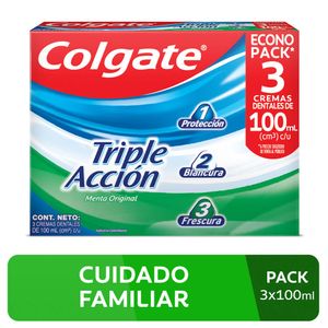 Crema Dental  Colgate Triple Acción - Pack 3 UN x 110 ML