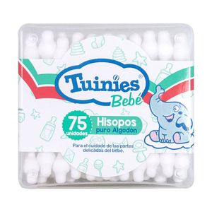 Hisopos Tuinies Bebé Puro Algodón - Caja 75 UN