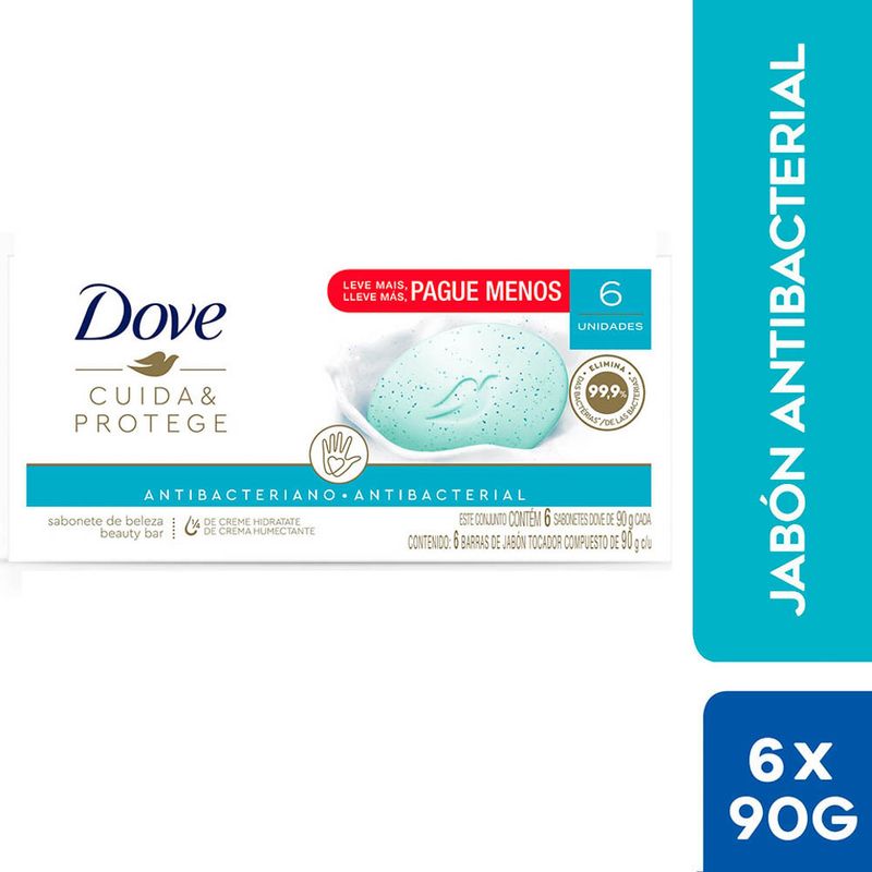 Jabón Antibacterial En Barra Dove Cuida Y Protege Pack 6 Un Real Plaza 