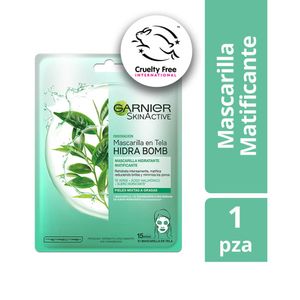 Mascarilla Facial en Tela Garnier Skin Active Matificante con Té Verde - Bolsa 1 UN