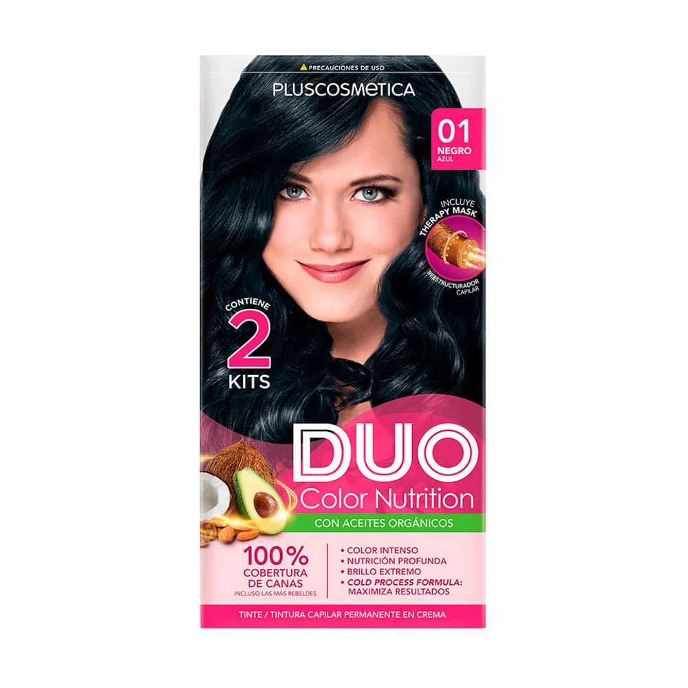 Tinte para Cabello Duo Color Nutrition Negro Azul #01 - Caja 2 UN ...