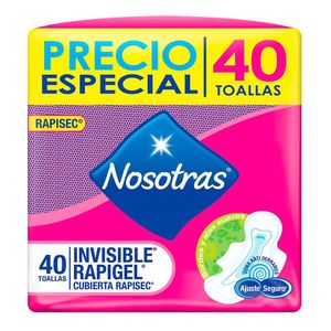 Toallas Higiénicas Nosotras Invisible Rapigel - Bolsa 40 UN