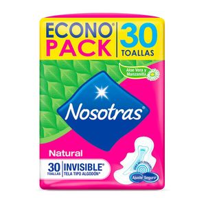 Toallas Higienicas Nosotras Natural Invisible - Bolsa 30 UN