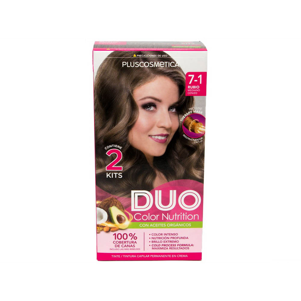 Tinte Duo Color Nutrit # 7.1 Rubio Medio Cenizo - Kit 1 UN - Real Plaza