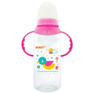 Biberón Cilíndrico Con Agarradera Rosa 9 Onzas - Frasco 9 OZ