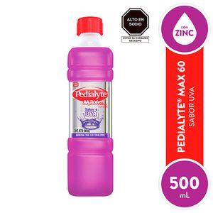 Pedialyte Max 60mEq Sabor Uva - Frasco 500 ML