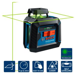 Nivel Láser Líneas Cruzadas Verde Bosch GLL 2-20 G 360°