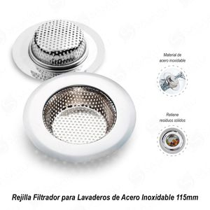 Rejilla Filtrador para Lavaderos de Acero Inoxidable 115mm
