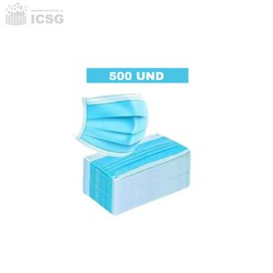 Mascarilla 3 Pliegues 500 Unidades / Pack 10 Cajas Celeste + Regalo