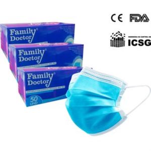 Mascarilla Quirurgica 3 Pliegues Desechable Family Doctor-Pack-150 Unid