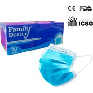 Mascarilla Quirurgica 3 Pliegues Desechable Family Doctor-Pack-50 Unid