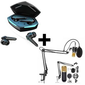 Combo Audífonos Gamer Bluetooth P30 Profesionales + Micrófono Condensador Brazo Soporte Bm800 Dreizt