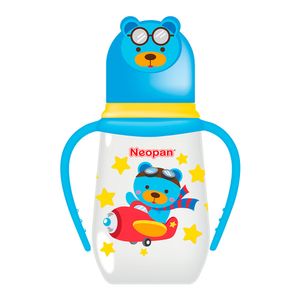Biberón de Plástico con Asas Boca Ancha con Tetina de Silicona Neopan Diseño Clásico - Frasco 9 OZ