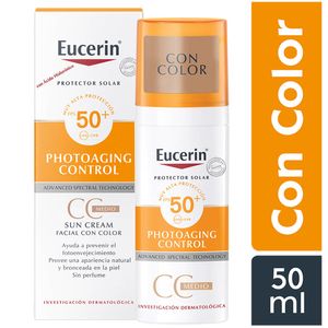 Protector Solar Facial Eucerin CC Cream Photoaging Control Tono Medio FPS50+ - Frasco 50 ML