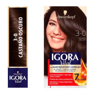 Tinte Para Cabello Igora Vital Kit #3-0 Castaño Oscuro - Kit 1 UN