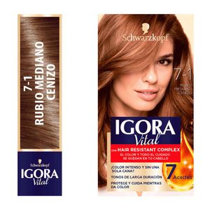 Tinte Para Cabello Igora Vital Kit #7-1 Rubio Medio Cenizo - Kit 1 UN