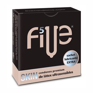 Preservativos Five Skin Extra Lubricante  - Caja 5 UN