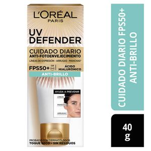 Crema Facial L'Oréal Paris Skin Care Protectora FPS 50+ Anti Brillo - Frasco 40 ML