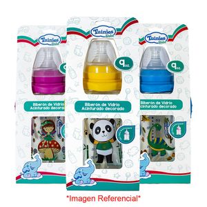 Biberón de Vidrio Tuinie Acinturado Decorado - Frasco 9 OZ