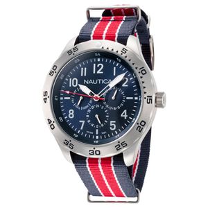 Reloj Nautica Cruise NCC01 NAPNCI805 Multifuncional Para Hombre Correa de Nylon Azul Rojo