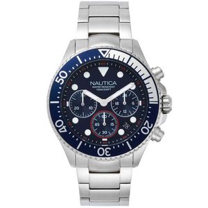 Reloj Nautica Westport NAPWPC006 Para Hombre Fecha Cronómetro Acero Inoxidable Plateado Azul