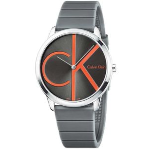 Reloj Calvin Klein Minimal K3M211T3 Suizo Para Hombre Correa de Silicona Gris Plateado