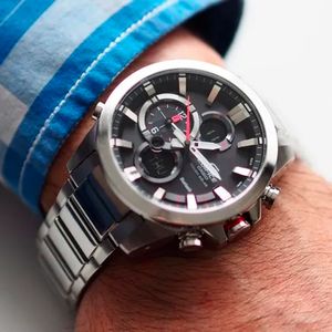 Reloj Casio Edifice Solar Bluetooth Mobile Link ECB-500D-1A Para Hombre Analógico Digital Plateado