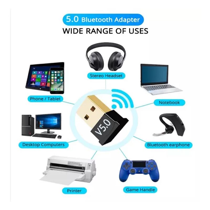 Adaptador Bluetooth V 5.0 Dongle Pc Laptop Inalambrico Usb