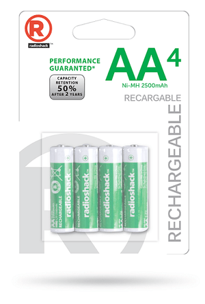 Baterías recargables Radioshack AA x4 2500 mAh