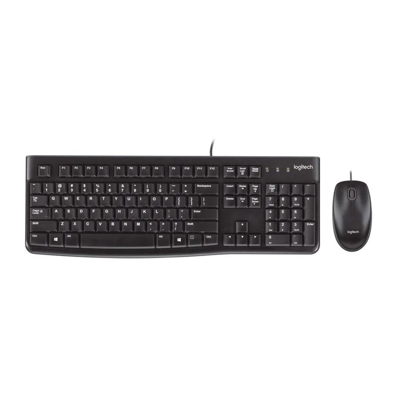 Kit alambrico Logitech MK120 teclado y mouse membrana conexion usb negro Real Plaza