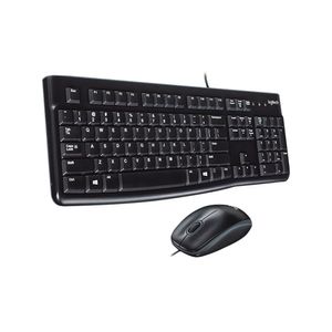 Kit alámbrico Logitech MK120 teclado y mouse, membrana, conexión usb, negro