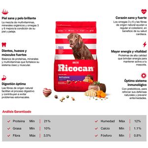 Comida para Perros RICOCAN Adultos Todas las Razas Multisabores Bolsa 1Kg