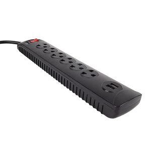 Supresor de picos con switch Teraware, 6 tomas, 2 puertos usb, 1500W