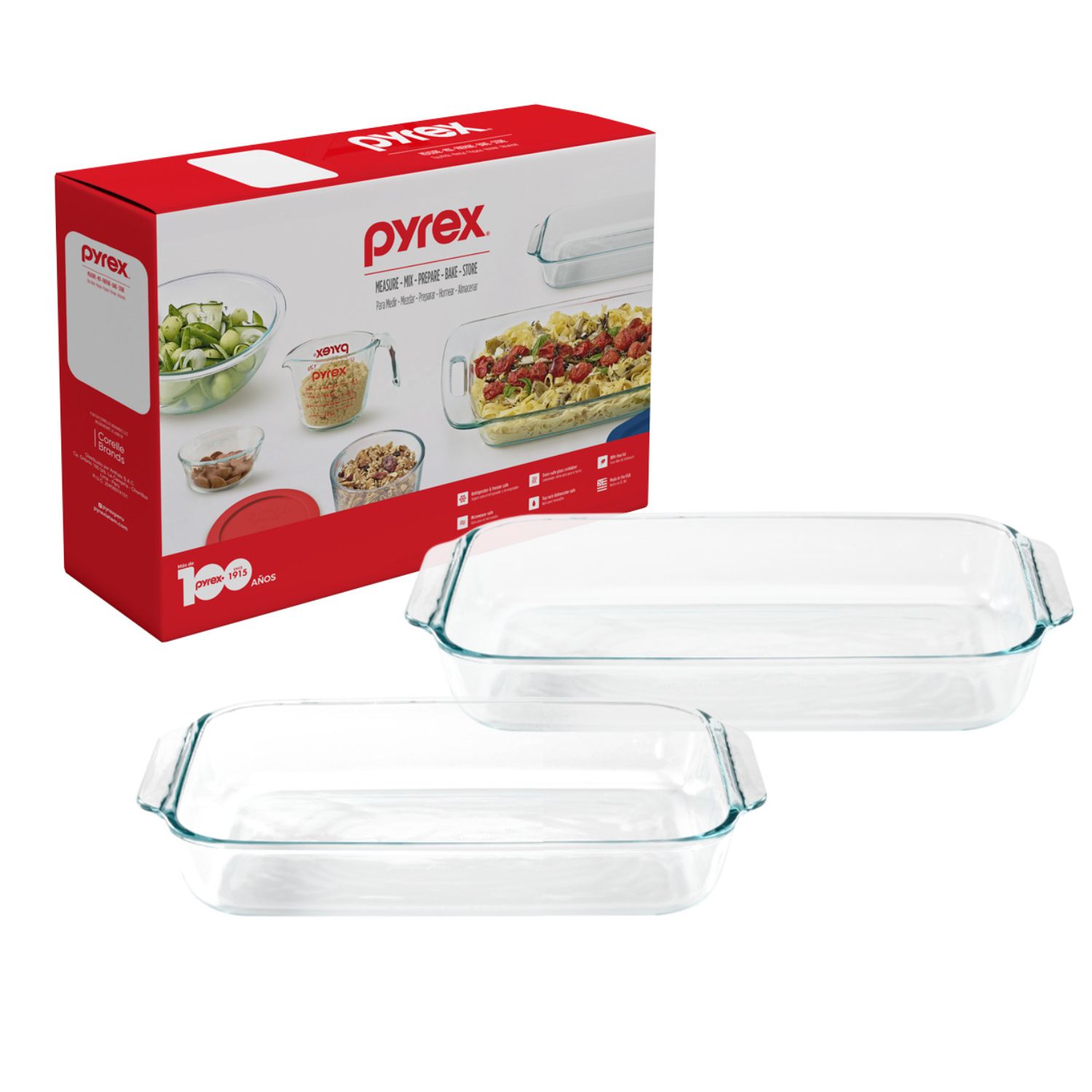 Fuente Rectangular Pyrex 99221 2Pzas 3Lt+2Lt - Real Plaza