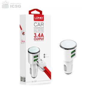 Cargador para Auto LDNIO DL-C29 con Carga Rapida y Doble Puerto USB