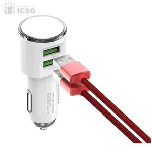 Cargador para Auto LDNIO DL-C29 con Carga Rapida y Doble Puerto USB