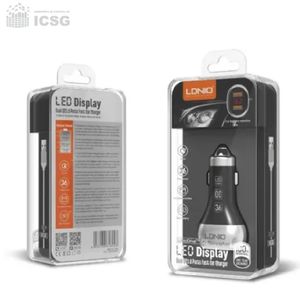 LDNIO C2 - Cargador De Auto 3.6a - Pantalla Led- Carga Rápida 3.0