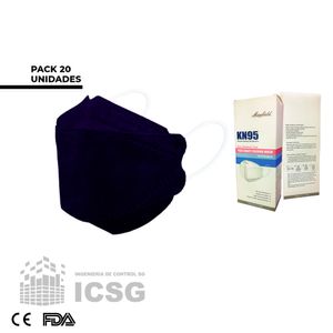 Mascarilla KN95 Certificada Fish shape x20und Azul Marino + Regalo
