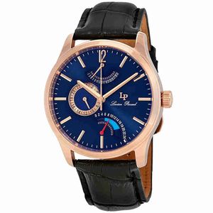 Reloj Lucien Piccard Talenti LP-40051-RG-03 Para Hombre Correa de Cuero Negro Oro Rosado Azul