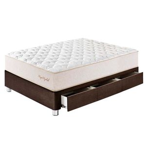 Cama Box Tarima 3 Cajones PARAISO Royal Elizabeth Chocolate 1.5 Plz +1 Almohada Viscoelástica + Protector
