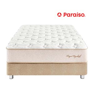 Cama Box Tarima PARAISO Royal Elizabeth Champagne 2 Plz +2 Almohadas Viscoelásticas + Protector