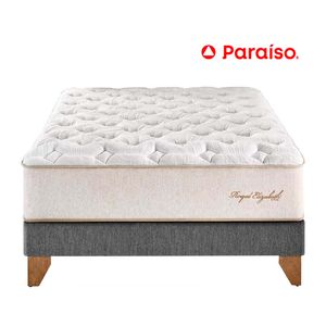 Cama Box Tarima Europea PARAISO Royal Elizabeth Gris King +2 Almohadas Viscoelásticas + Protector