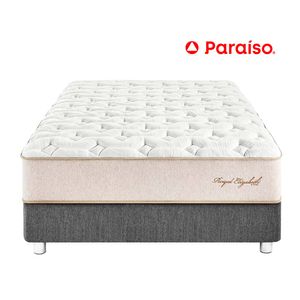 Cama Box Tarima PARAISO Royal Elizabeth Gris King +2 Almohadas Viscoelásticas + Protector