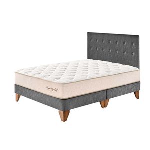 Dormitorio Europeo PARAISO Royal Elizabeth Gris Queen +2 Almohadas Viscoelásticas + Protector