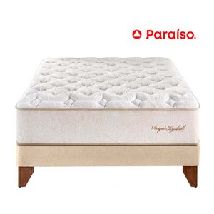 Cama Box Tarima Europea PARAISO Royal Elizabeth Champagne Queen +2 Almohadas Viscoelásticas + Protector.