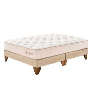 Cama Box Tarima Europea PARAISO Royal Elizabeth Champagne Queen +2 Almohadas Viscoelásticas + Protector.
