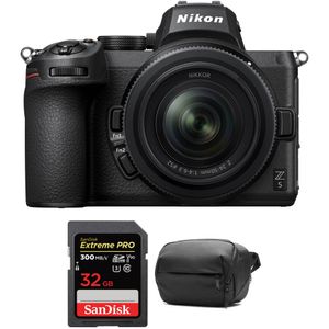 Cámara Mirrorless Nikon Z5 con lentes y accesorios de 24-50 mm.