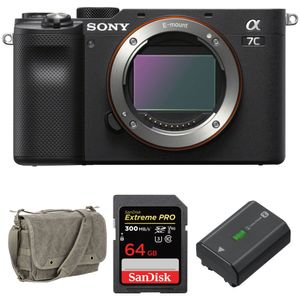 Cámara sin espejo Sony a7C con kit de accesorios (negro)