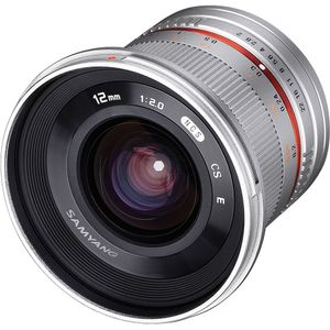 Lente Samyang 12mm f/2.0 NCS CS para Fujifilm X-Mount (Plata)